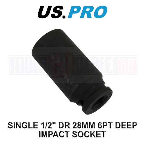 us pro US PRO Tools 28mm Deep 1/2" Dr Impact Socket 6PT 3789