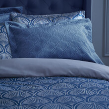 (Navy) Catherine Lansfield Art Deco Pearl Shell Textured Oxford Pillow Sham