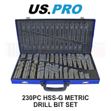 US PRO Tools 230PC HSS-G Metric Drill Bit Set 1 - 10mm 2698