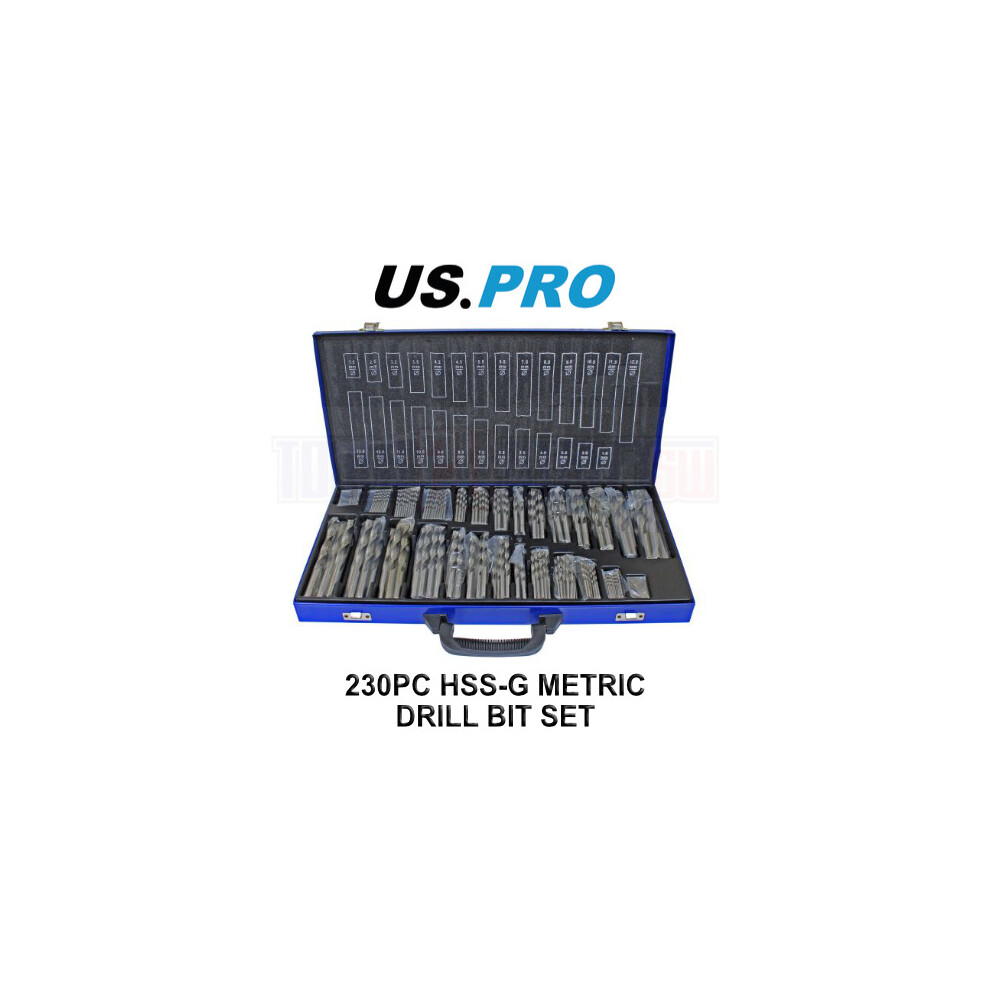 US PRO Tools 230PC HSS-G Metric Drill Bit Set 1 - 10mm 2698