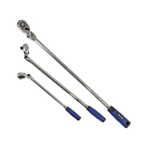 us pro US PRO Tools 3pc Extra Long Flexible Ratchet Set 1/4", 3/8" & 1/2" Drive 4207 1