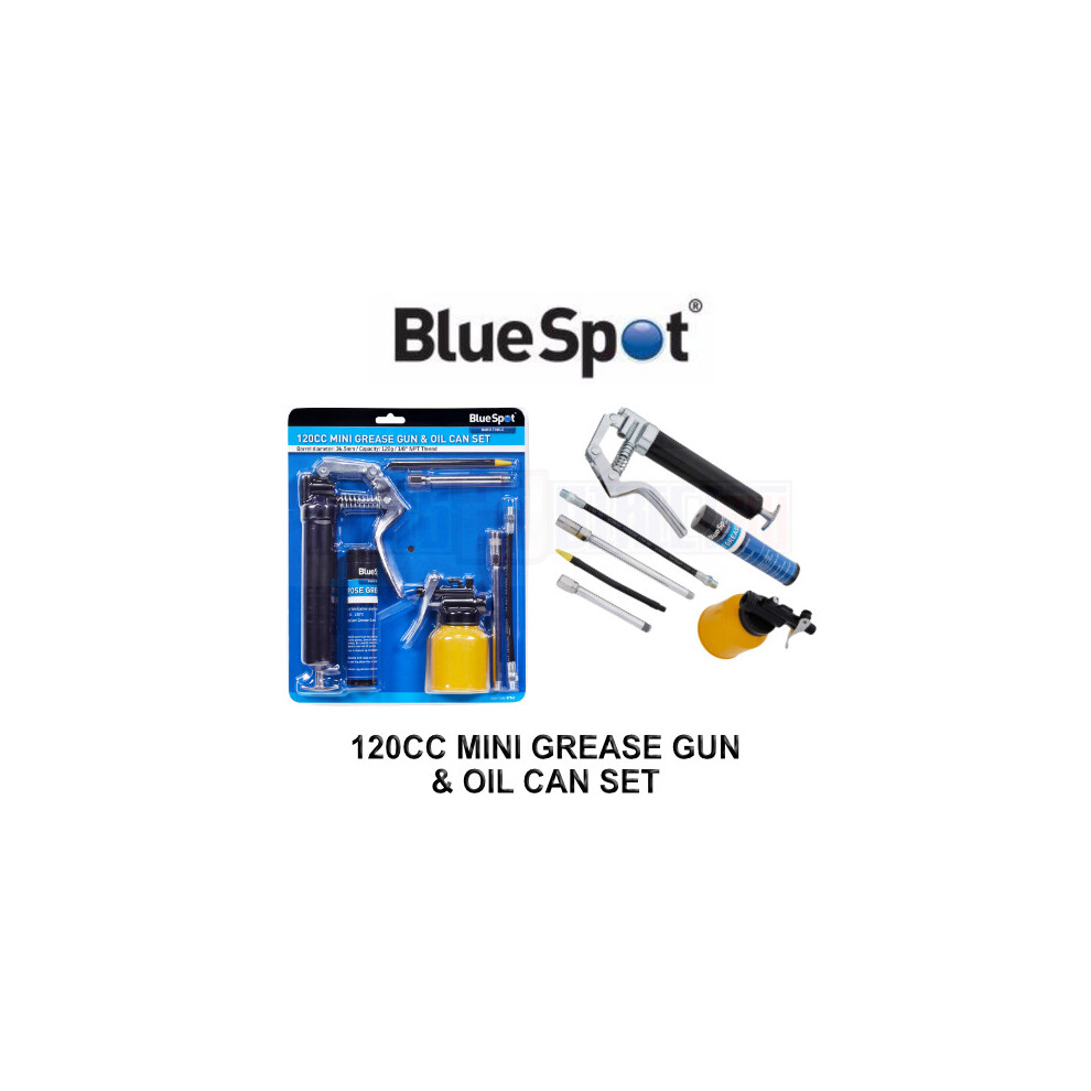 Bluespot Manual Mini Grease Gun Lever Pistol Grip 120Cc Cartridge & Oil Can Set 07965