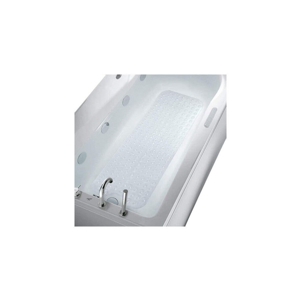 (40x100 CM, Crystal) Extra Large Bath Mat Non Slip Bathtub Strong Suction Anti-Mold Rubber Shower Mats