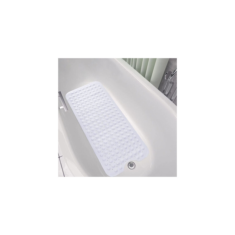 (40x100 CM, White) Extra Large Bath Mat Non Slip Bathtub Strong Suction Anti-Mold Rubber Shower Mats