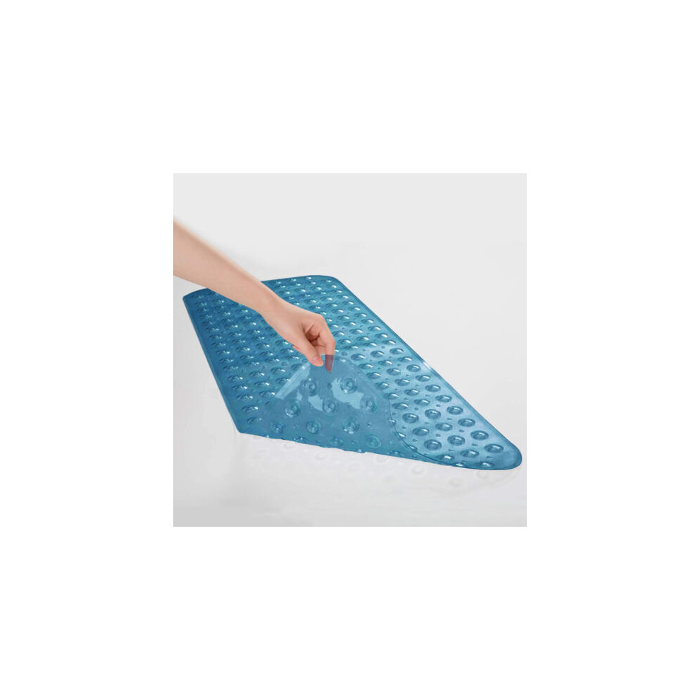 (40x100 CM, Light Blue) Bath Mat Non-Slip Shower Mats PVC With Suction Cup