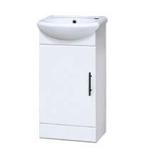 Gloss White 400mm Semi Reccessed Vanity Basin Sink Unit Black Handle