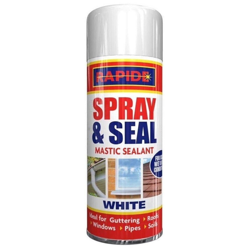 Rapide 300Ml Spray & Seal Leak Fix Stop Sealant Waterproof Instant Gutter Roof White