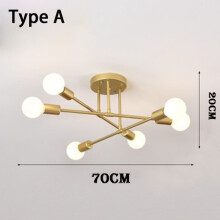 (6 heads Golden A) Chandeliers Light Hanging Lamps Pendant Ceiling Led Chandelier Lamp Dinning Room Luxury Retro Lighting