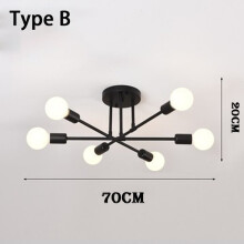 (6 heads Black B) Chandeliers Light Hanging Lamps Pendant Ceiling Led Chandelier Lamp Dinning Room Luxury Retro Lighting