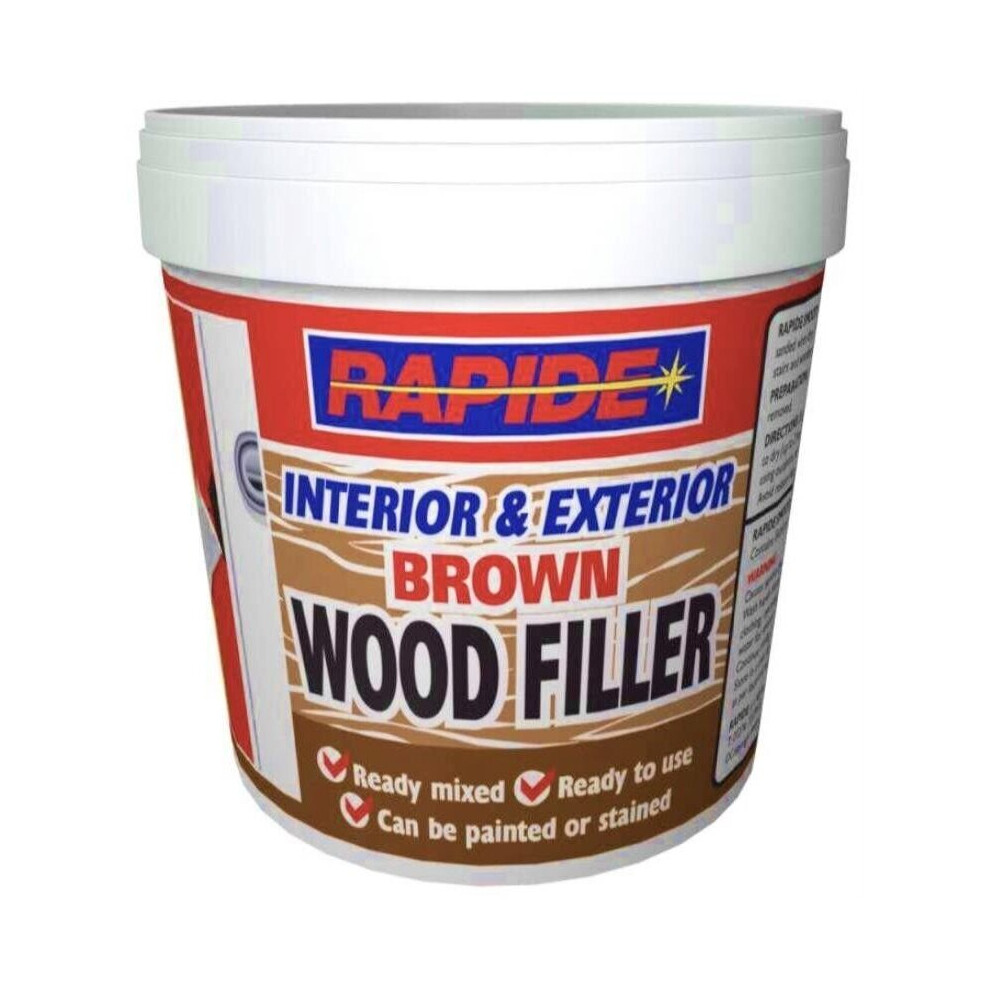 Rapide Tub Ready To Use Brown Wood Filler Cracks Remover Interior Exterior 600g