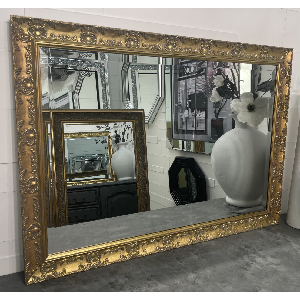 (111cm x 86cm) Large Antique Gold French Mirror Framed Decorative Rococo Ornate Framed Wall Mirror OPERA - Choice of Size - Premium Quality - Fabulous-image-OPC-PBBP5CM-NEW