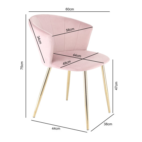 Dunelm Accent Dining Chair Velvet Fabric - Pink 1