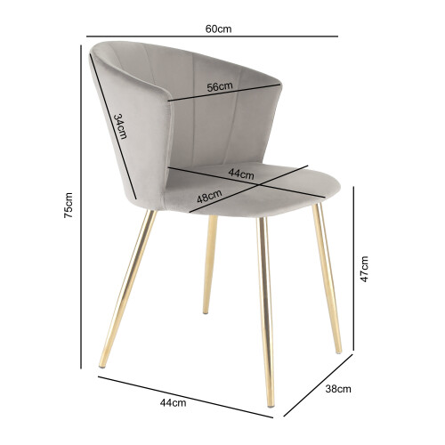 Dunelm Accent Dining Chair Velvet Fabric - Grey 1