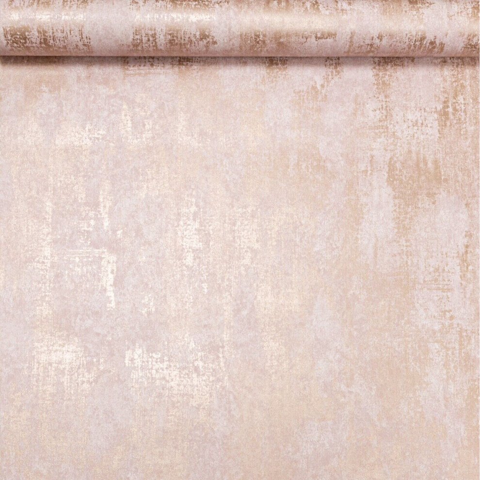 Sophie Laurence Industrial Distressed Concrete Metallic Copper Wallpaper Pink