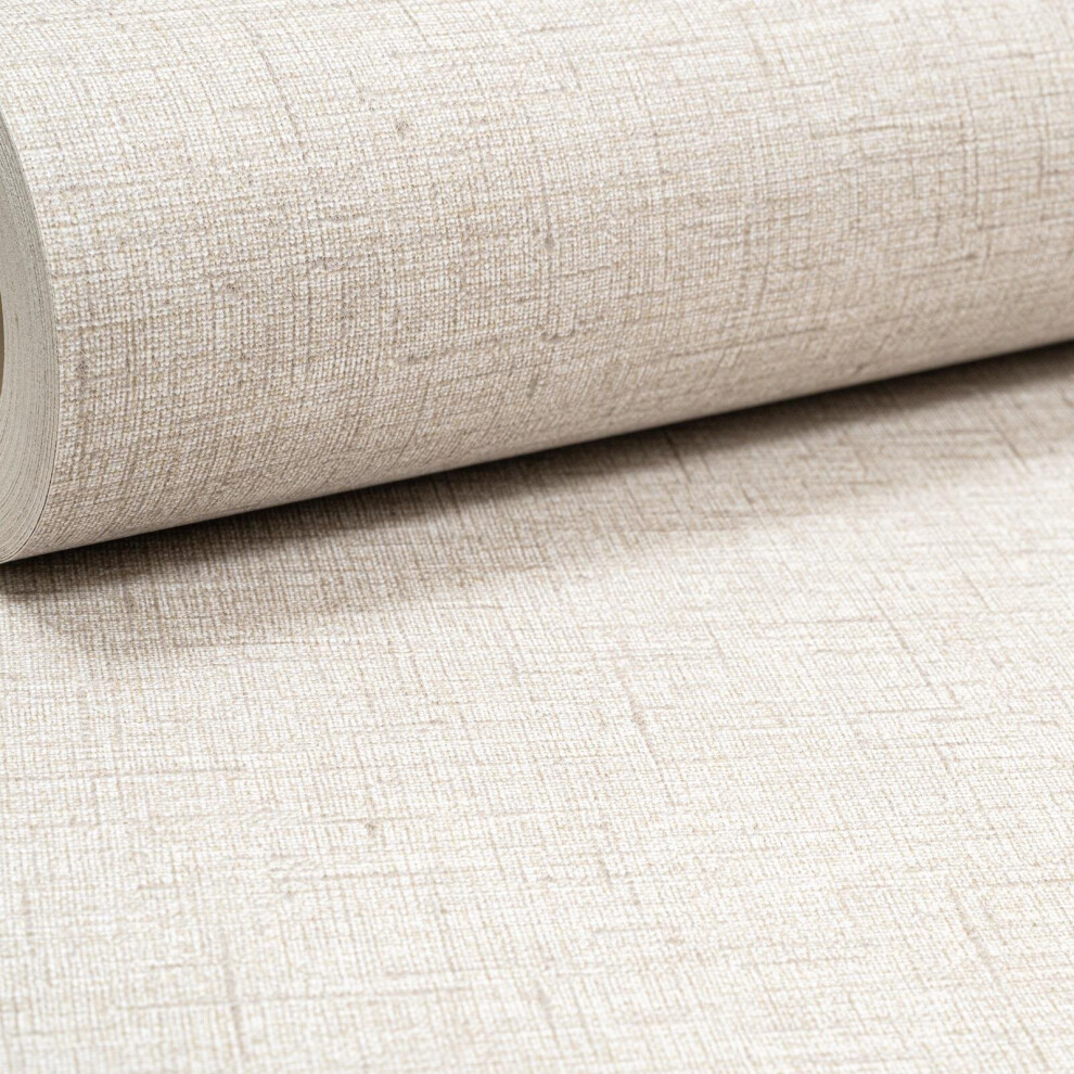 Sophie Laurence Plain Linen Effect Texture Grey Taupe Heavyweight Wallpaper 5060729376263