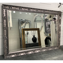 (101cm x 71cm) Pewter Gunmetal French Mirror Framed Decorative Rococo Ornate Framed Wall Mirror OPERA - Choice of Size - Premium Quality - Fabulous Mirrors