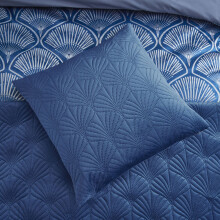 (Navy) Catherine Lansfield Art Deco Pearl Textured Filled Cushion