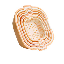 (pink and white) Thickened double kitchen wash basket drain basket