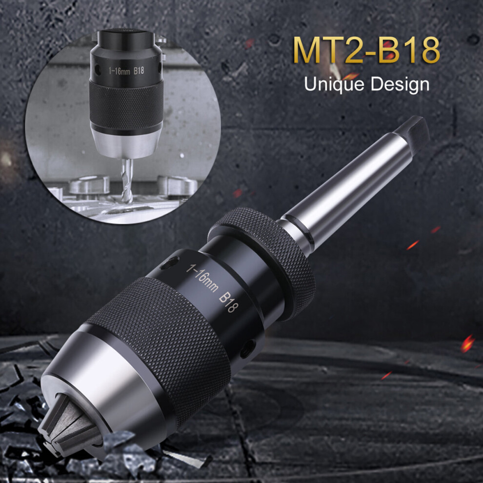 Drill Chuck B18 1-16Mm Self Tighten Keyless Drill Chuck 90X48x48mm & Mt2-B18 Arbor For Lathe Drill Mk2 964505724697