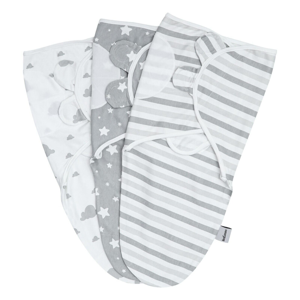(Grey (Pack of 3)) Quilted Baby Sleeping Bag & Baby Swaddle Wrap New Born Baby Wrap Pack of 3-image-OPC-PBBPKCC-NEW