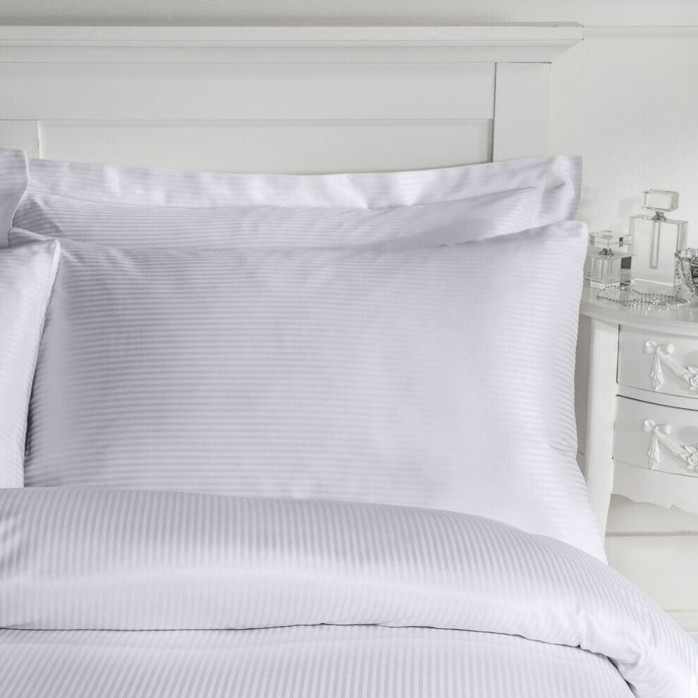 Catherine Lansfield Unisex Grey Satin Stripe 300 Thread Count Cotton' Standard Pillowcases In - Image 5