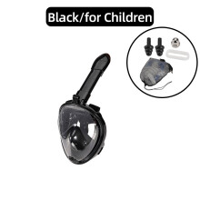 (Black for Children) Children Full Face Snorkel Swimming Mask Diving Anti-Fog Scuba Gear Set Underwater Goggles Breathing System for Kids Adult
