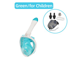 (Green for Children) Children Full Face Snorkel Swimming Mask Diving Anti-Fog Scuba Gear Set Underwater Goggles Breathing System for Kids Adult