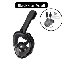 (Black for Adult) Children Full Face Snorkel Swimming Mask Diving Anti-Fog Scuba Gear Set Underwater Goggles Breathing System for Kids Adult