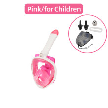 (Pink for Children) Children Full Face Snorkel Swimming Mask Diving Anti-Fog Scuba Gear Set Underwater Goggles Breathing System for Kids Adult