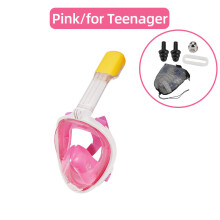 (Pink for Teenager) Children Full Face Snorkel Swimming Mask Diving Anti-Fog Scuba Gear Set Underwater Goggles Breathing System for Kids Adult