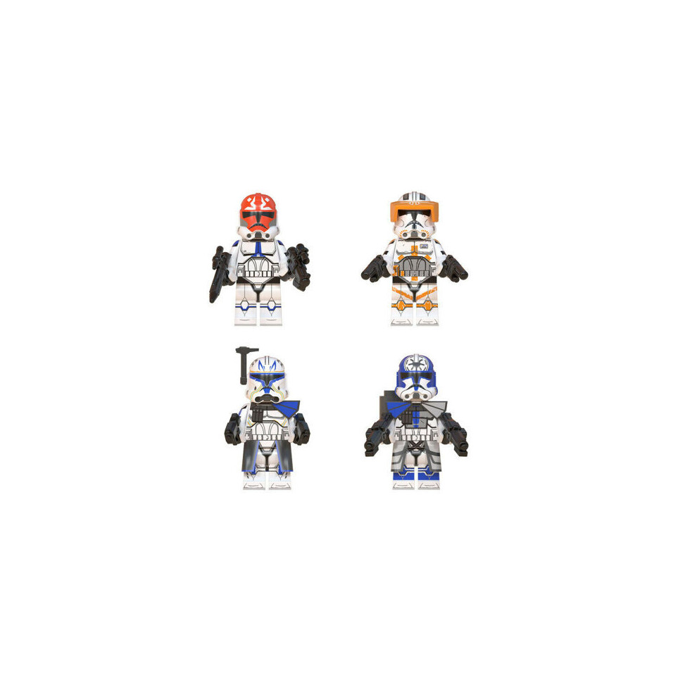 Xurikcoo (4Pcs) Star Wars Clone Trooper Cody Rex Commander Fit Lego Minifigures