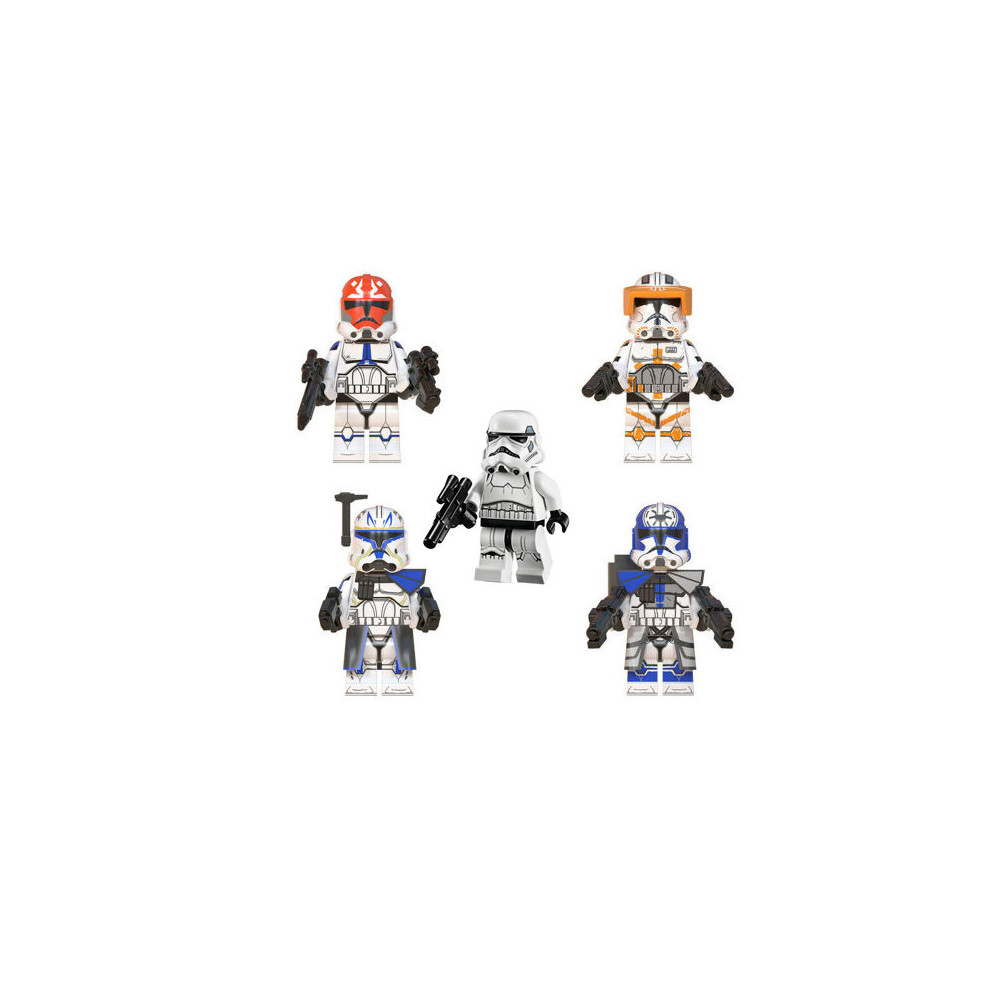 Xurikcoo (5Pcs) Star Wars Clone Trooper Cody Rex Commander Fit Lego Minifigures