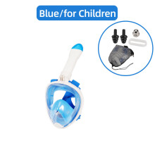 (Blue for Children) Children Full Face Snorkel Swimming Mask Diving Anti-Fog Scuba Gear Set Underwater Goggles Breathing System for Kids Adult