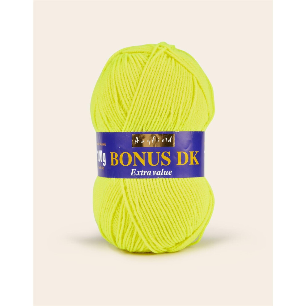 (0550 Neon Yellow) Hayfield Bonus DK 100% Acrylic Double Knit 100g  280 m / 306 yrds