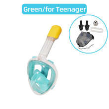 (Green for Teenager) Children Full Face Snorkel Swimming Mask Diving Anti-Fog Scuba Gear Set Underwater Goggles Breathing System for Kids Adult