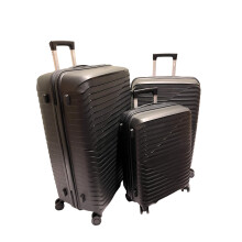 (Black) Set of 3 Suitcase Luggage Hard Shell PP Cabin Case