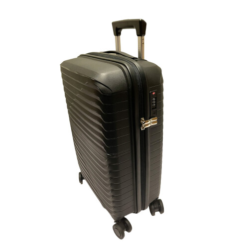 (Black) Set of 3 Suitcase Luggage Hard Shell PP Cabin Case 2