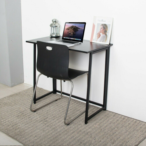 (Black) Folding Office Desk Table Wood Computer Home Study