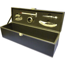 Deluxe Wine Connoisseur Wine Bottle Presentation Case with Accessories