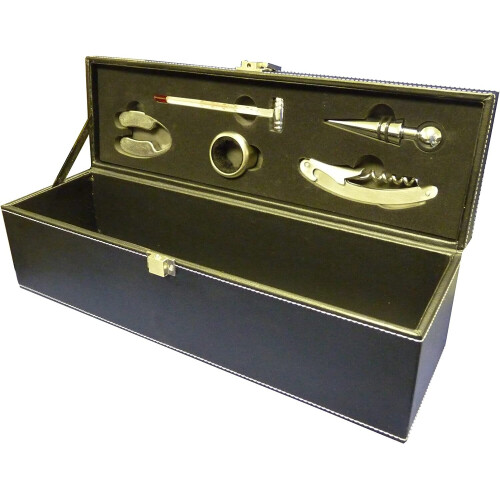 Deluxe Wine Connoisseur Wine Bottle Presentation Case with Accessories