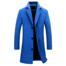 (royal blue, M) Mens Coat Lapel Jacket Men's Winter Warm Long Sleeve Business Trench Coats