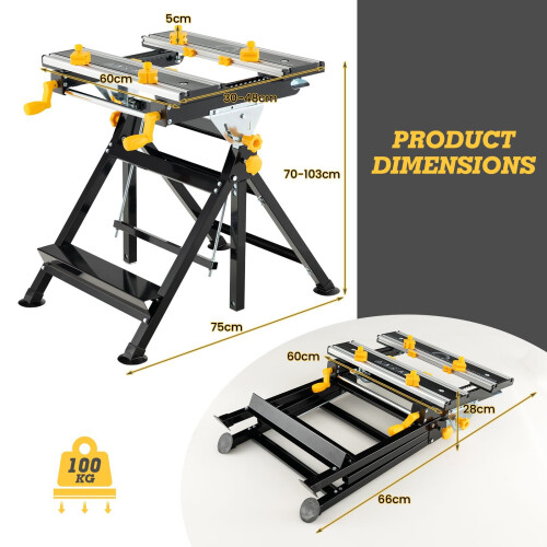 Costway Folding Work Table Portable Workbench Folding Workbench Table 2