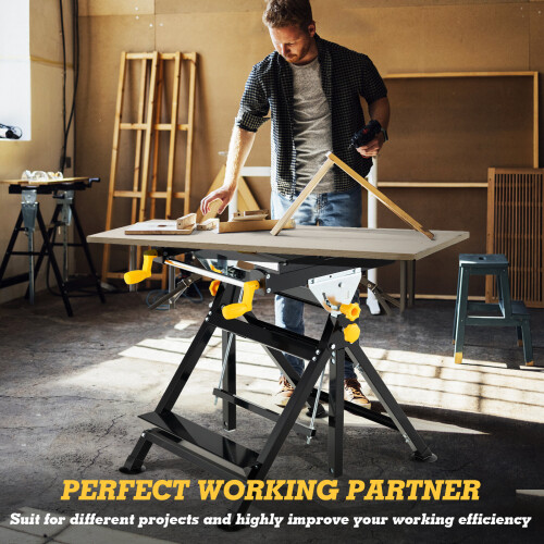 Costway Folding Work Table Portable Workbench Folding Workbench Table 1