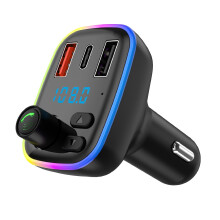 Car Fm Transmitter Bluetooth Audio Adapter Music Player With Pd Charger Dual Usb