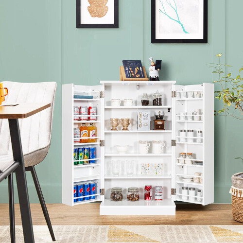 Costway Kitchen Pantry Cabinet Kitchen Cupboard Storage Organizer w/17 Shelves 1