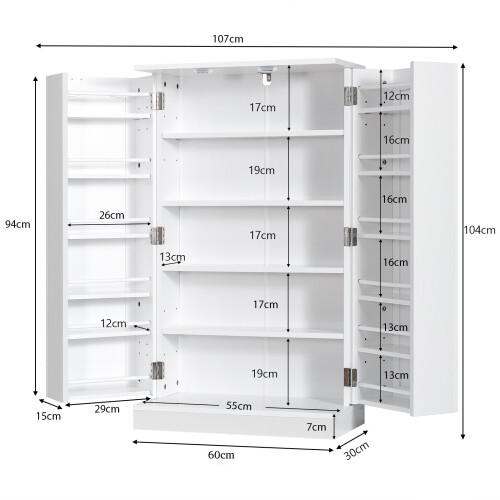 Costway Kitchen Pantry Cabinet Kitchen Cupboard Storage Organizer w/17 Shelves 2