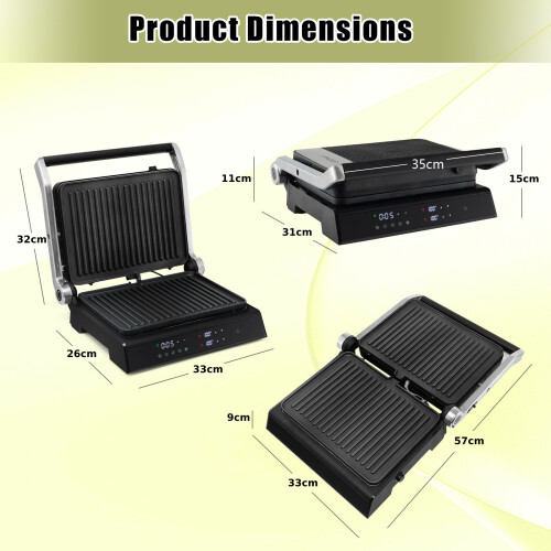 Costway 3-in-1 Electric Panini Press Grill Sandwich Maker Temperature Control 2