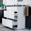 NES Home Minimalist 800 Freestanding Gloss White Basin Vanity Sink 2 Drawers | COT 5