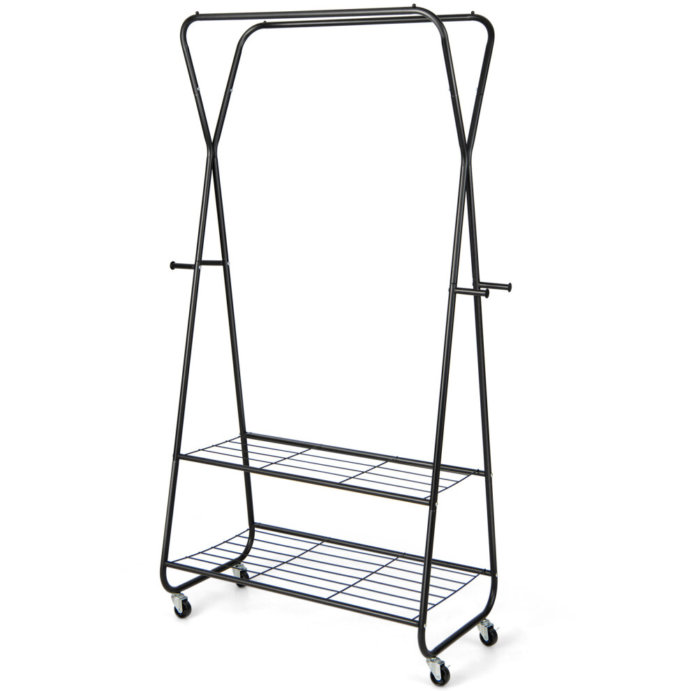 Rolling Garment Rack on Wheels Metal Clothing Rack Clothes Organizer