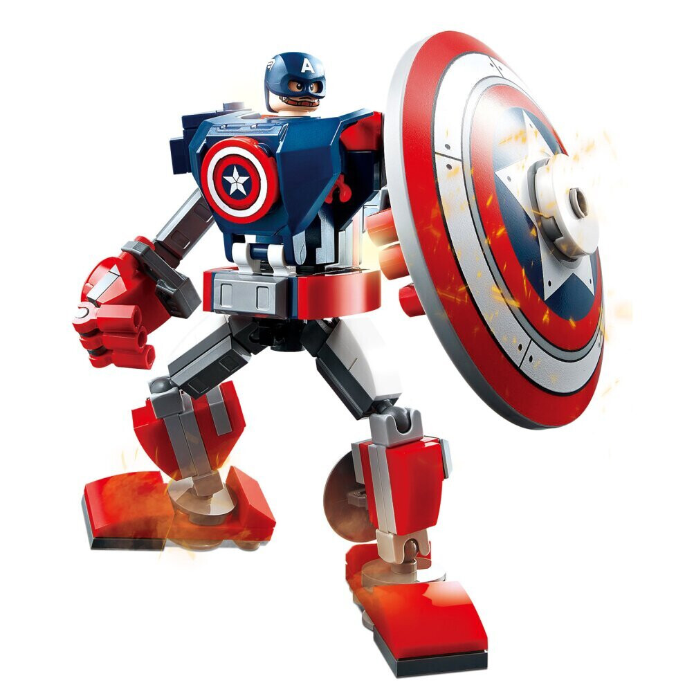 (Captain America) Marvel Avengers Character Mech Minifigure Joints Operable Lego Building Blocks Kids Toys